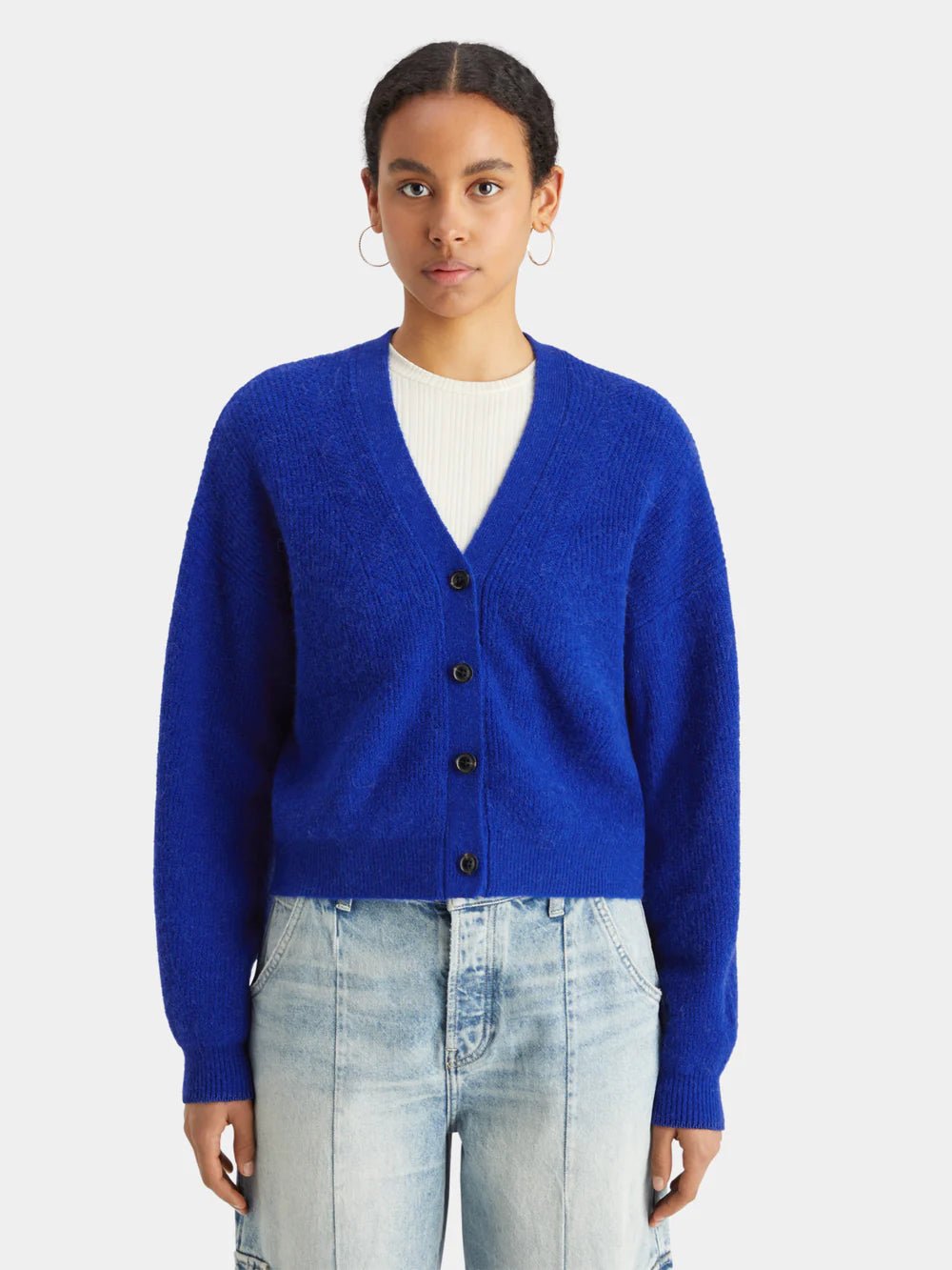 Scotch & Soda | Fuzzy Relaxed Cardigan | Electric Blue | Palm Boutique