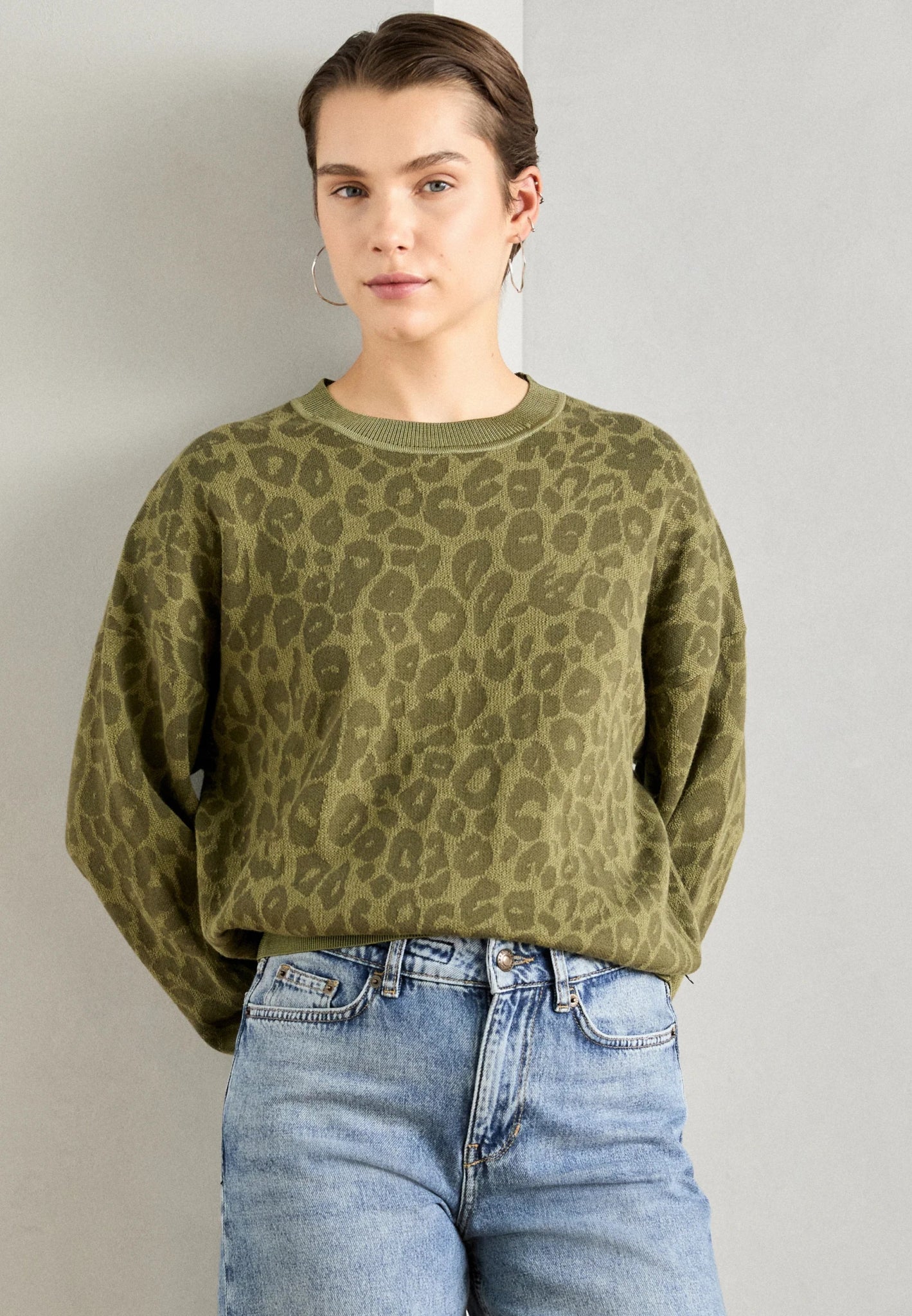 Scotch & Soda | Jacquard Relaxed Pullover | Military | Palm Boutique