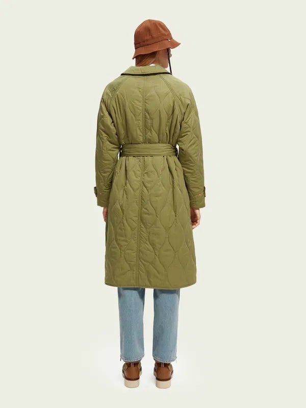 Scotch & Soda | Long Onion Quilted Coat | Washed Military | Palm Boutique