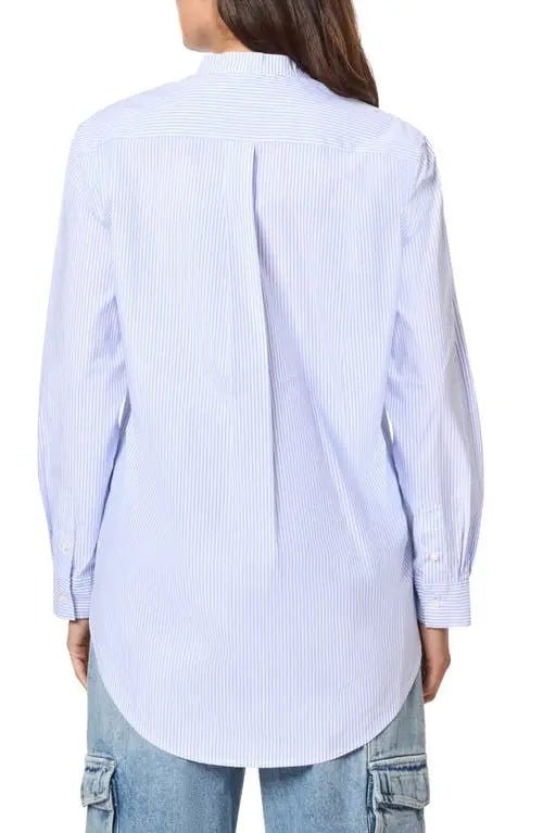 Scotch & Soda | Placket Ruffle Shirt | Mystic Blue and White | Palm Boutique