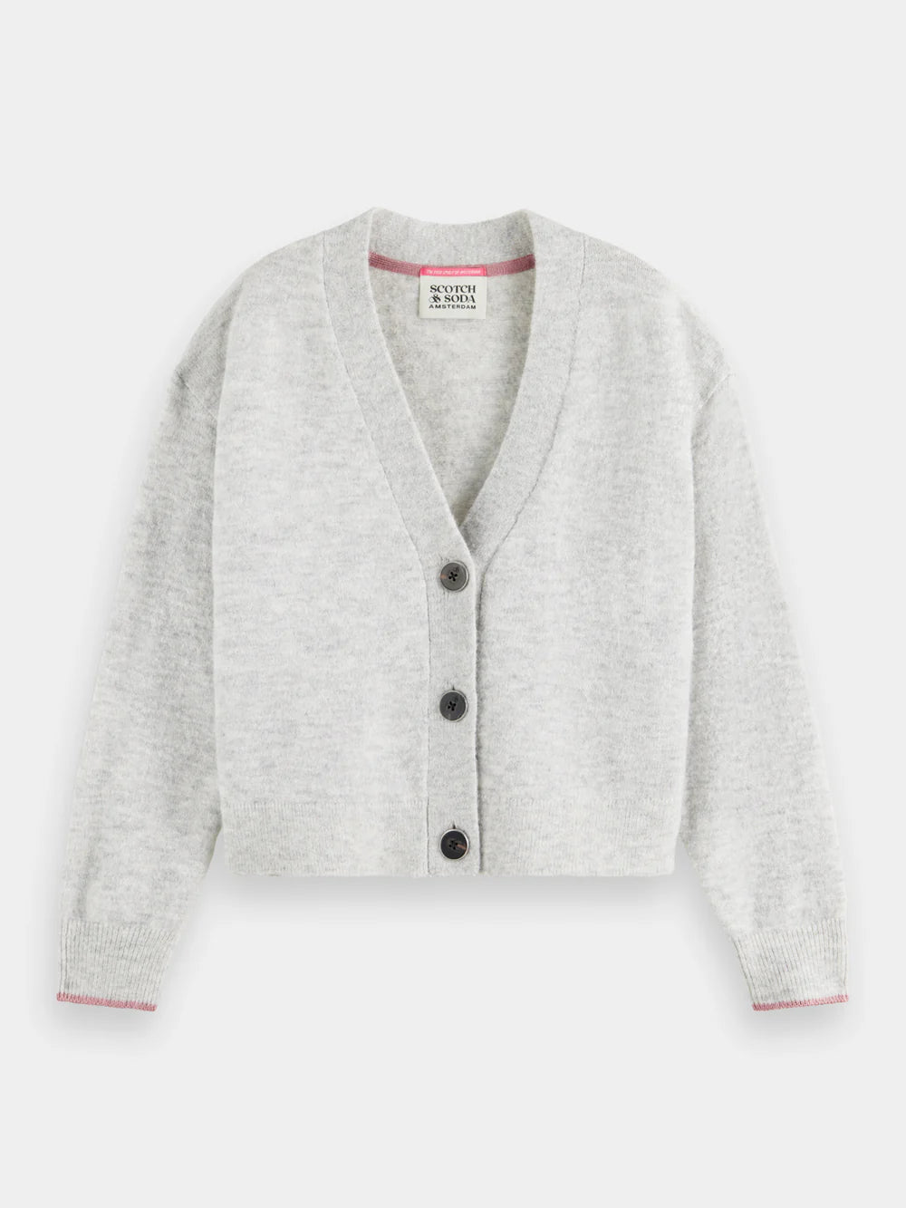 Scotch & Soda | Relaxed Fit Fuzzy Cardi | Light Grey Melange | Palm Boutique