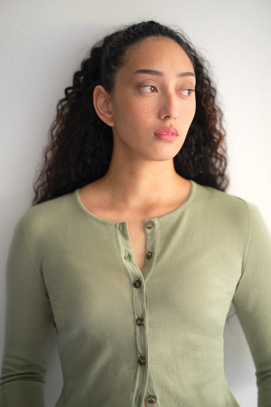 Standard Issue | Merino Crop Crew Cardi | Celadon | Palm Boutique