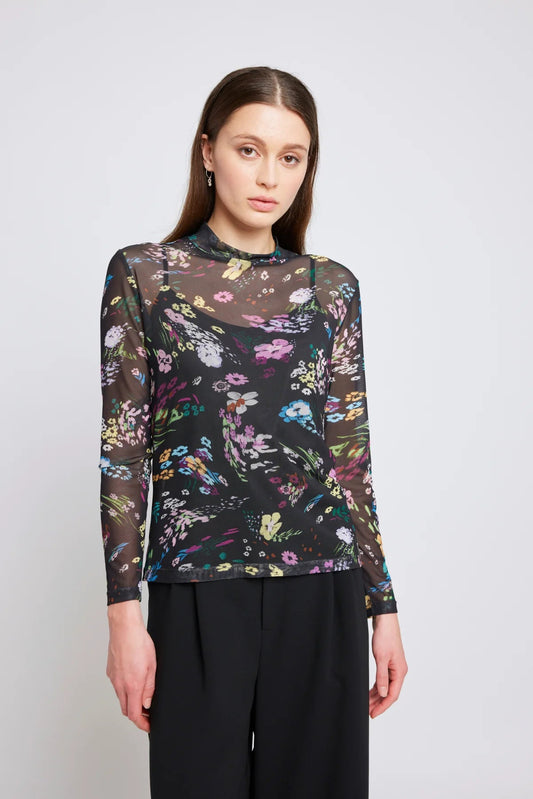 twenty - seven names | Nothing but net top | Black swirly floral | Palm Boutique