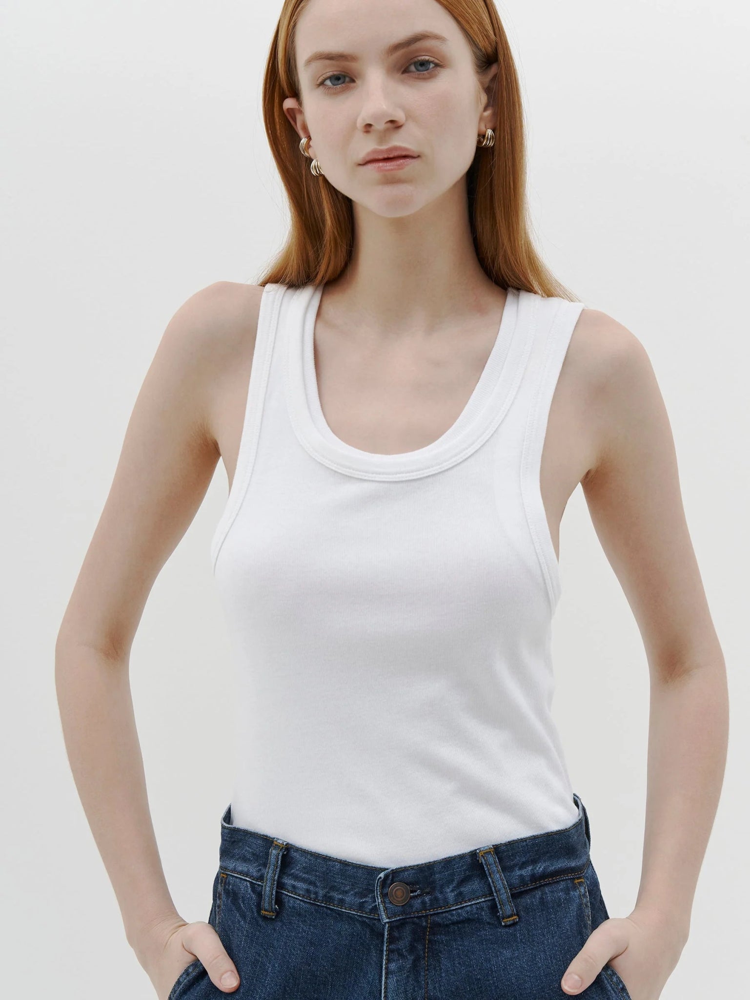 bassike | Slim Superfine Rib Tank | White | Palm Boutique