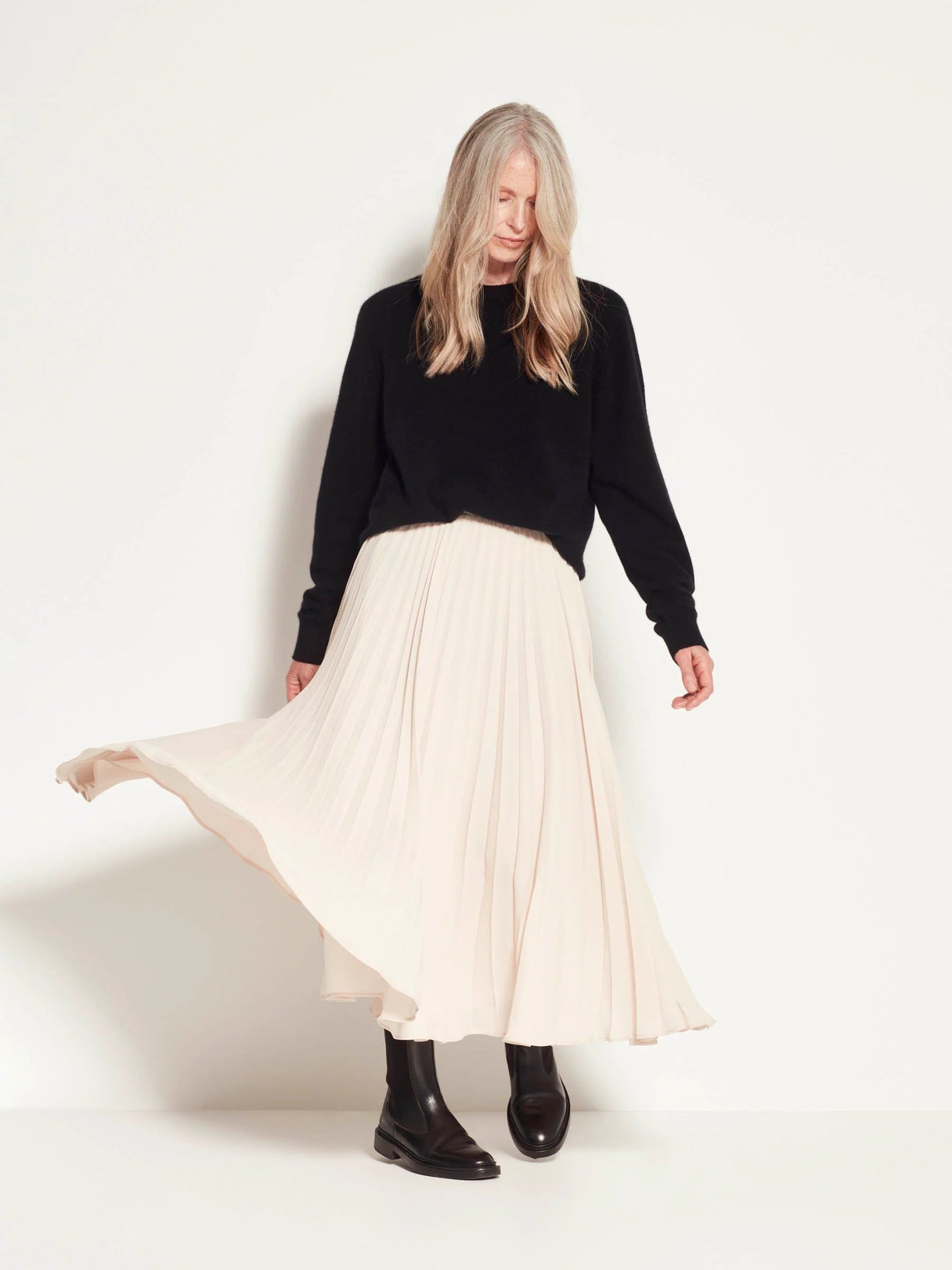 Juliette Hogan | Posey Pleat Skirt (Matte Pleat) | Ecru | Palm Boutique