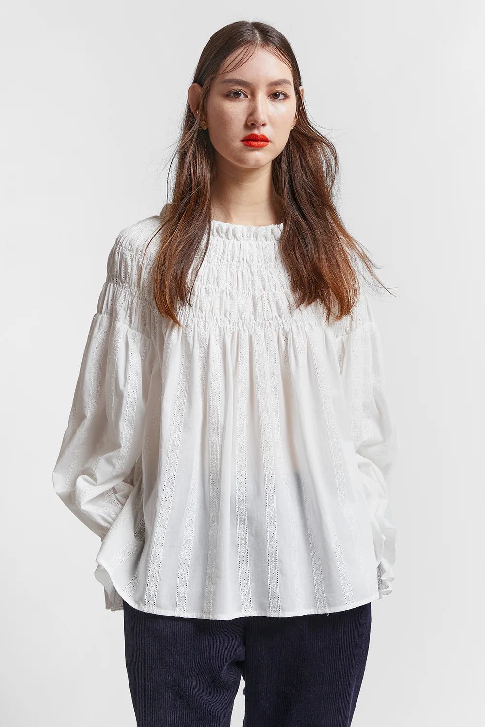 Karen Walker | Hilltop Shirred Blouse | Off White | Palm Boutique