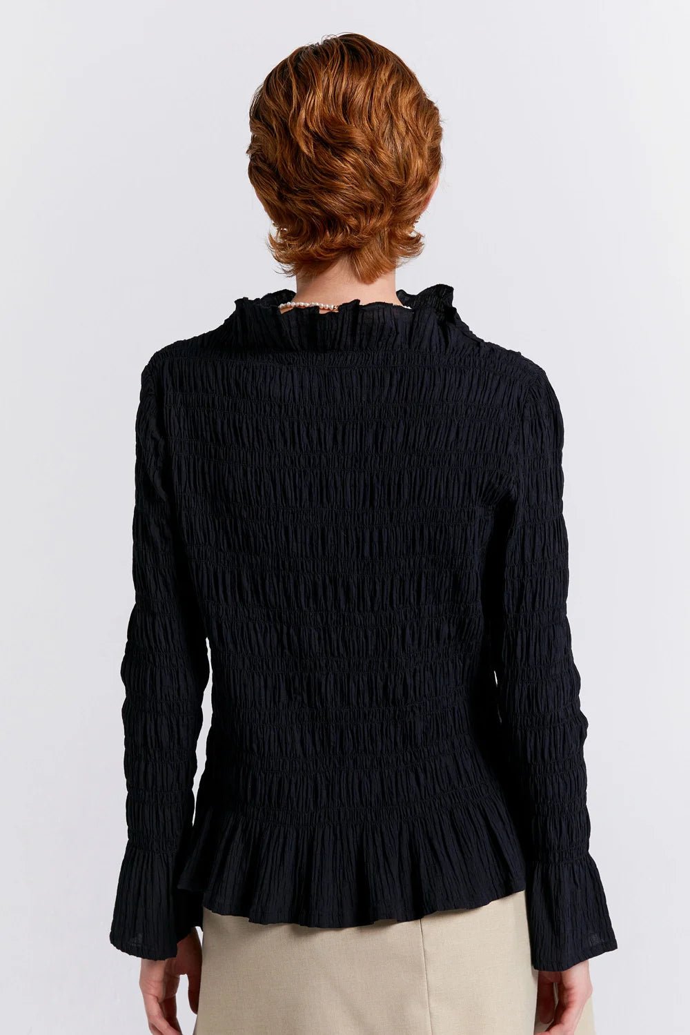 Karen Walker | Keiko Crinkle Cotton Top | Black | Palm Boutique