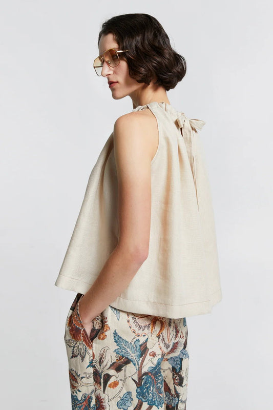 Karen Walker | Wardian Bow Back Top | Linen Sand | Palm Boutique