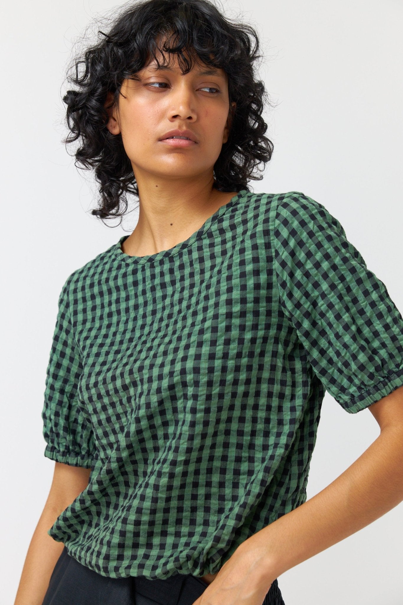 Kate Sylvester | Summer Check Shirt Top | Mint | Palm Boutique