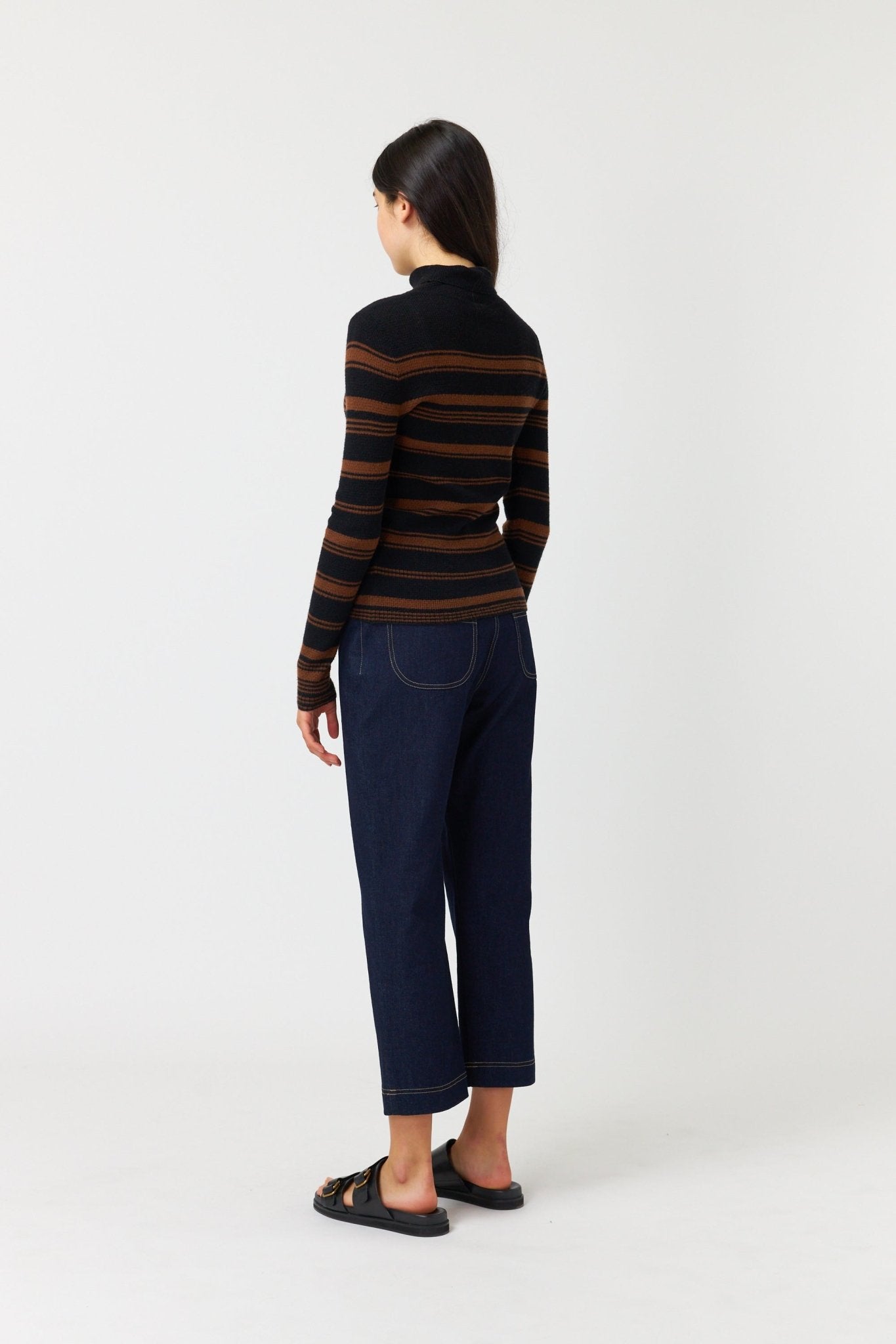 Kate Sylvester | Waffle Stripe Turtleneck | Coffee | Palm Boutique