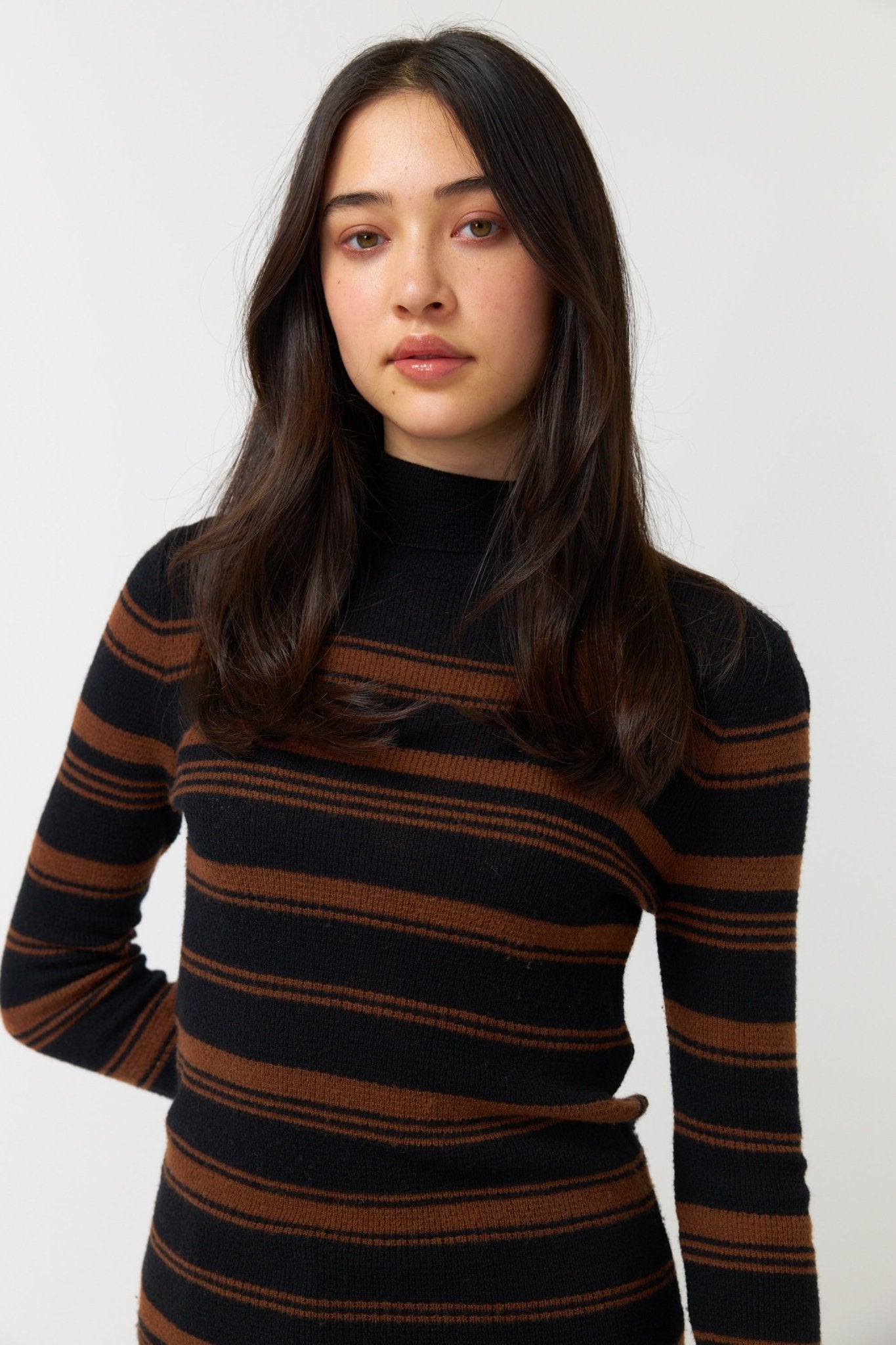 Kate Sylvester | Waffle Stripe Turtleneck | Coffee | Palm Boutique