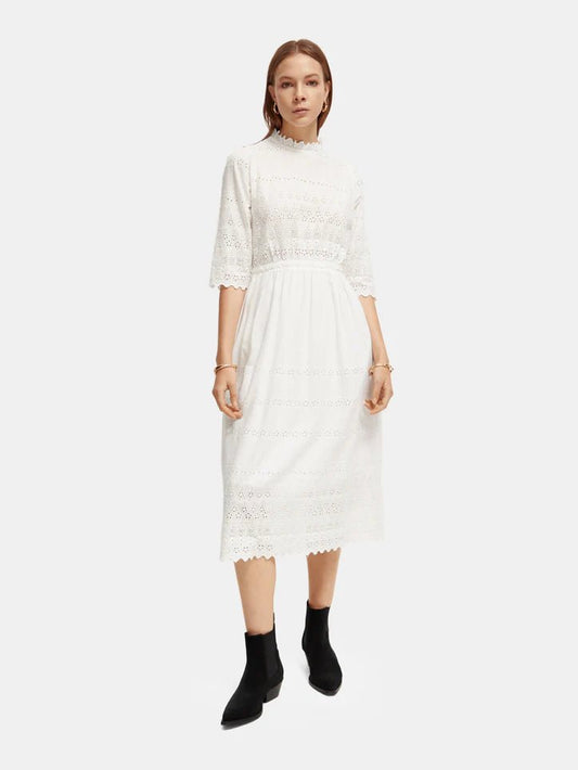 Scotch & Soda | Midi Broderie Dress | Off White | Palm Boutique