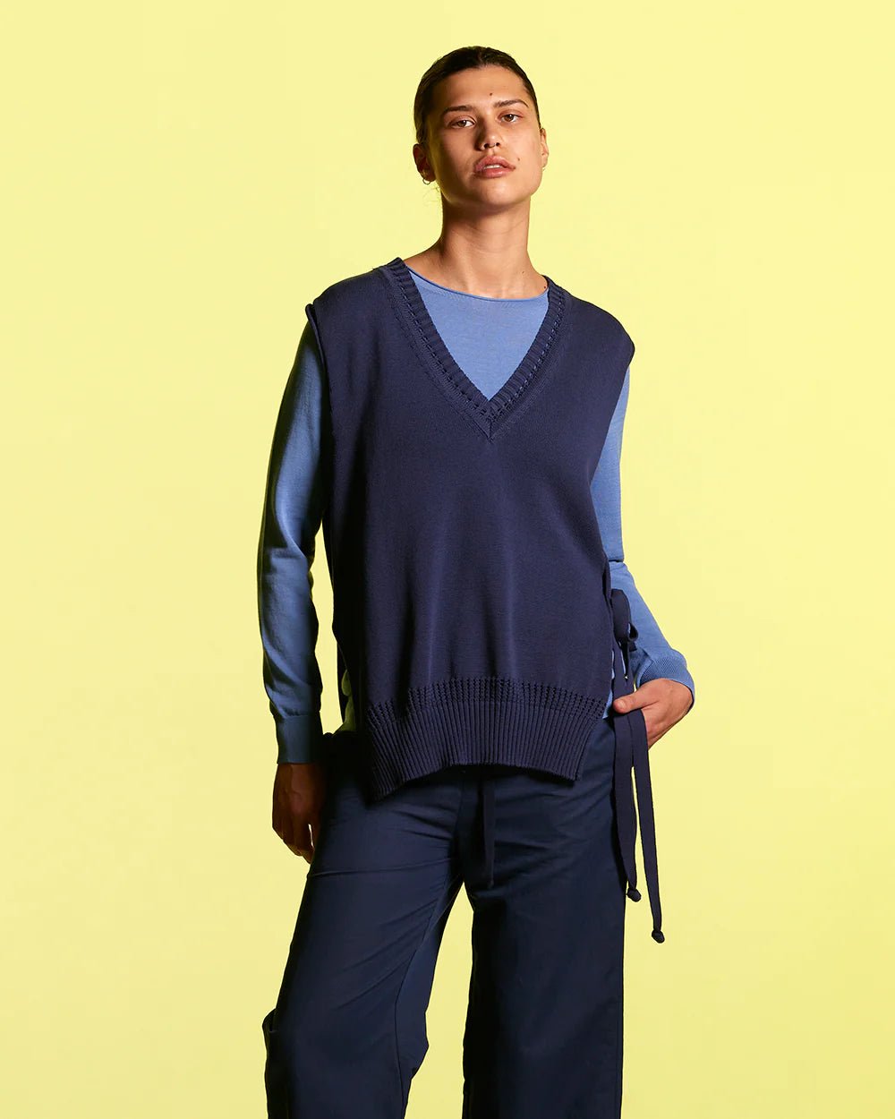 Standard Issue | Cotton Lattice Link Vest | Woad | Palm Boutique